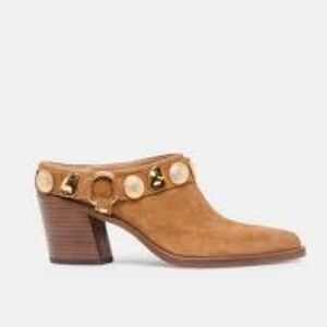 Dolce Vita NWOT Kanyon Heels Brown Suede Mules Sz 7.5